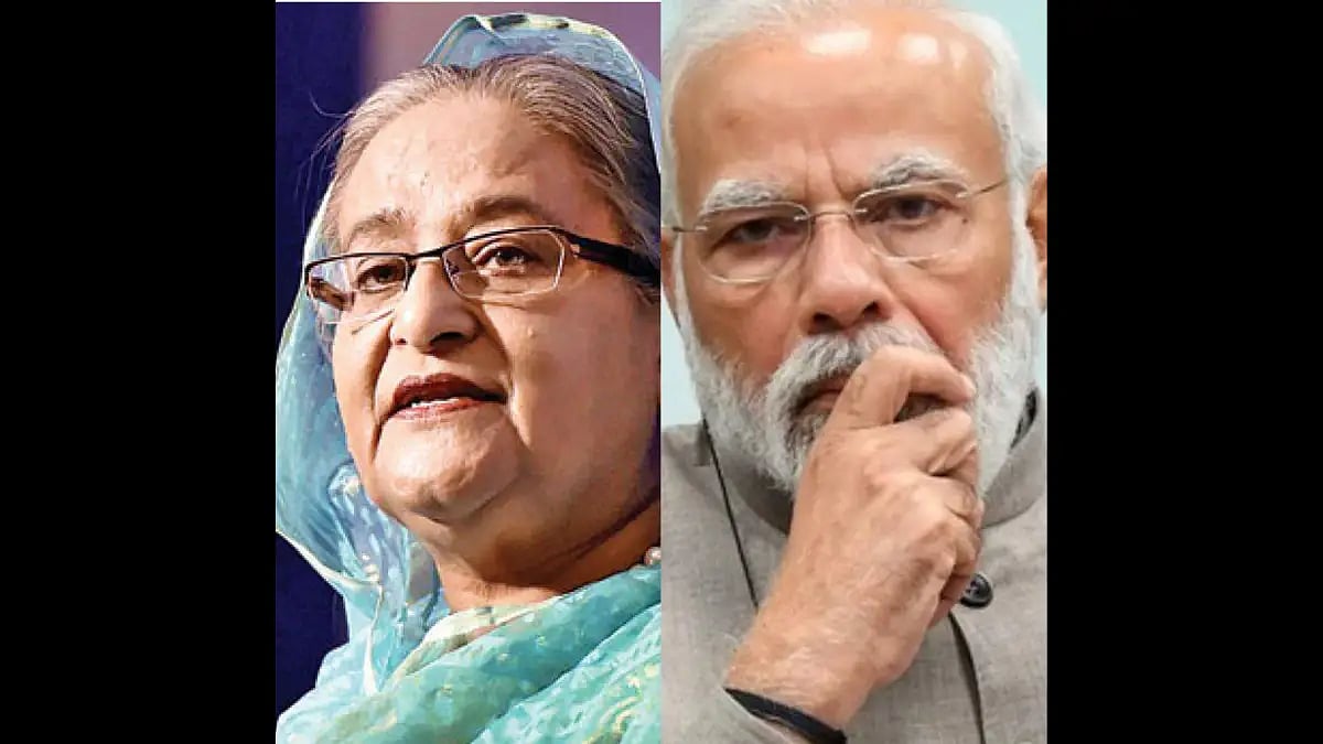 Bangladesh PM Sheikh Hasina (right) and PM Modi