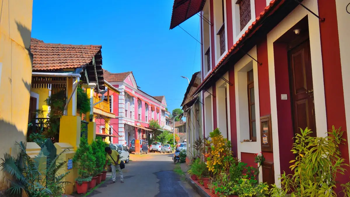 The colourful houses of Fontainhas in Panjim 