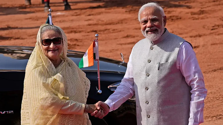 Prime Minister Narendra Modi and Bangladesh Prime Minister Sheikh Hasina - null