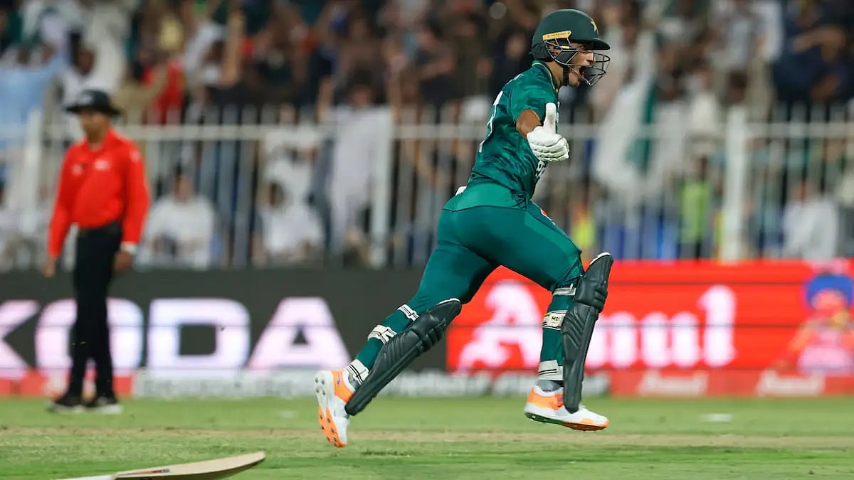 Naseem Shah celebrates after defeating Afghanistan in Asia Cup 2022. Get PAK vs AFG highlights.