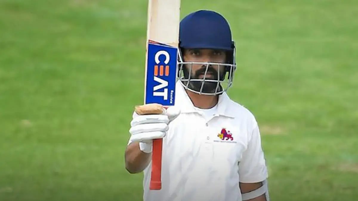 Ajinkya Rahanes unbeaten innings was laced with 18 fours and six sixes. 