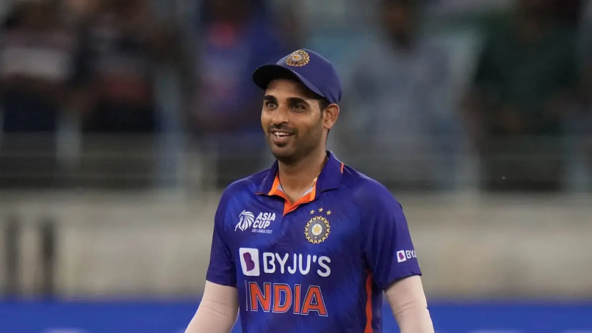 India's Bhuvneshwar Kumar walks off the field after their win against Afghanistan.
