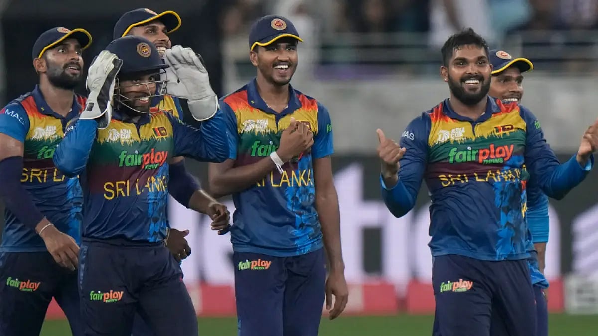 Sri Lanka players celebrate their Asia Cup 2022-winning moment in Dubai.