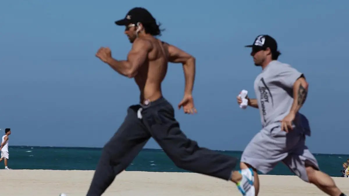 Hrithik Roshan with his trainer 