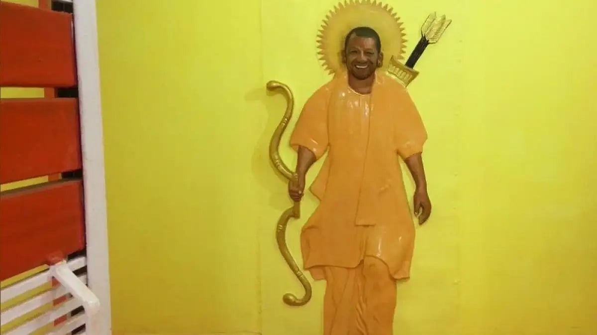 UP CM Yogi Adityanath's idol in a temple.