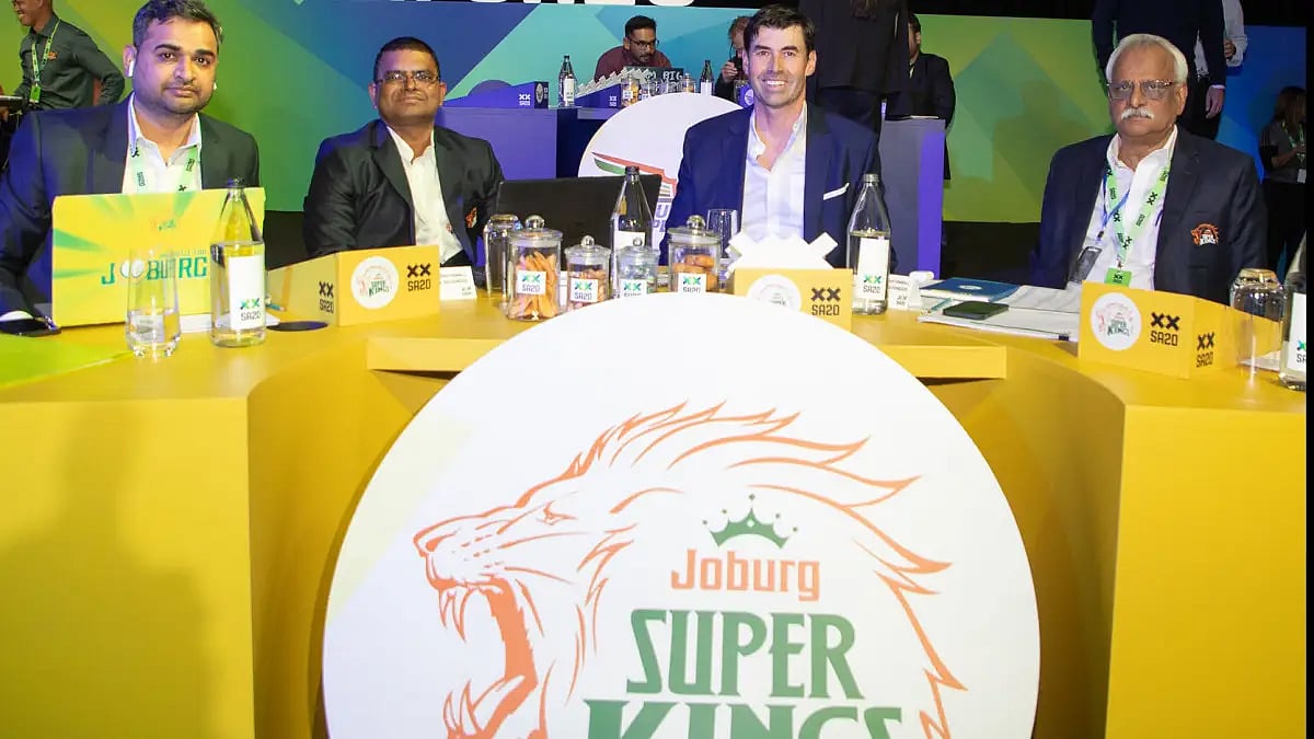 Joburg Super Kings think tank during the SA T20 Player Auction on Monday.  