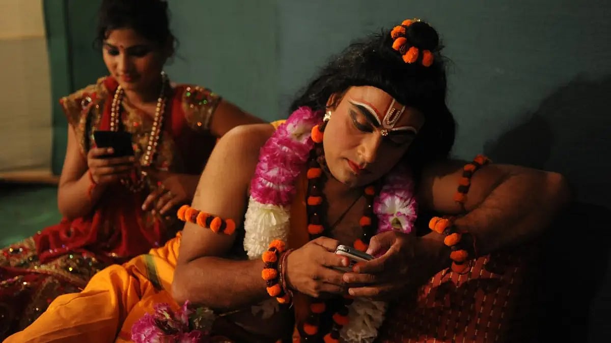 Backstage at the Lav Kush Ram Leela Committee performance at Red Forth in New Delhi