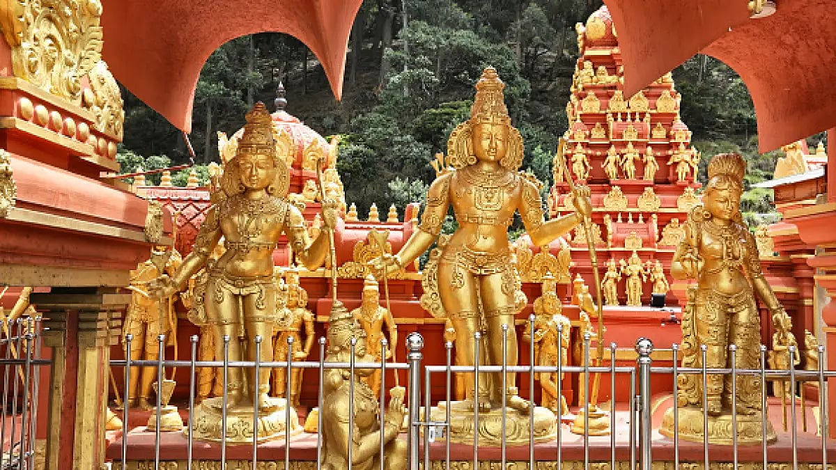 Figures of Lord Rama, Lakshman, Sita and Lord Hanuman at the Sita Amman Temple (Seeta Amman Temple) 