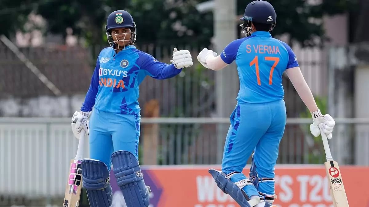S Meghana (L) cracked her maiden T20I half-century as India posted a formidable 181 on the board.