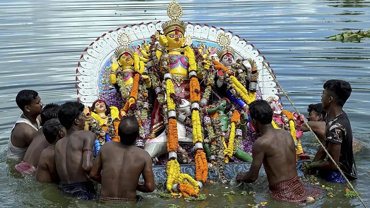 Organisers of a Navratri event refused to immerse the idol of Goddess Durga 