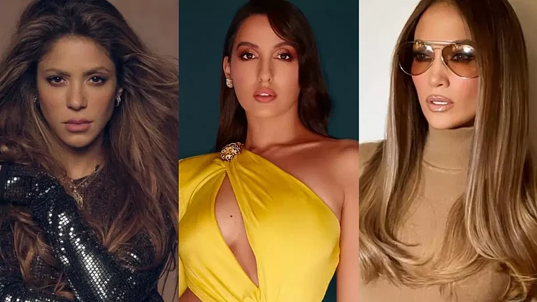 Shakira, Nora Fatehi, and Jennifer Lopez - null