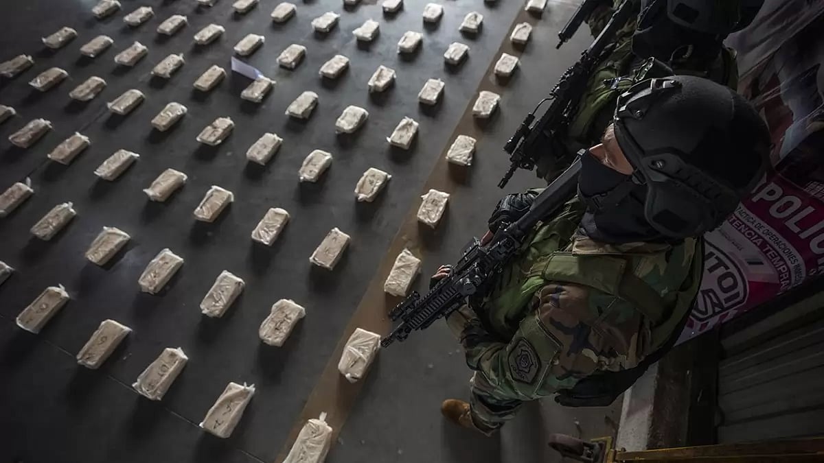 Police guard seized cocaine