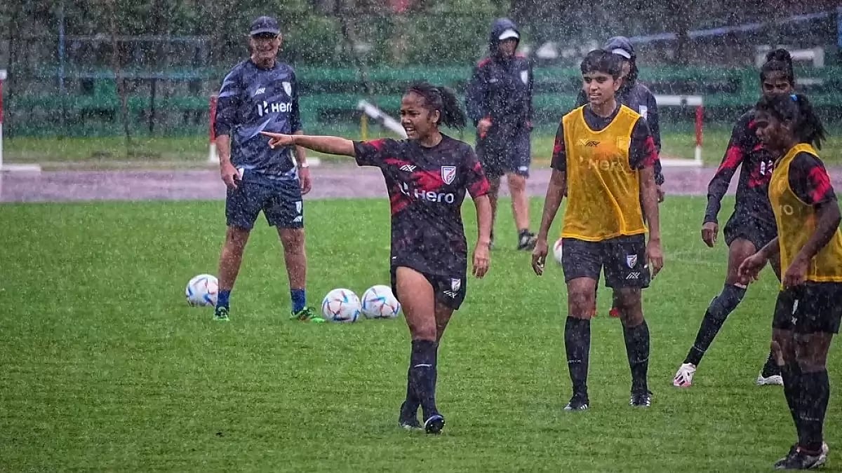 India footballers train in Bhubaneswar ahead of their FIFA U-17 Women's World Cup 2022 opener.  