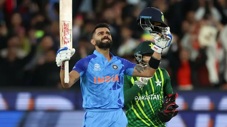 Virat Kohli reacts after guiding India to victory against Pakistan in ICC T20 World Cup 2022. - File