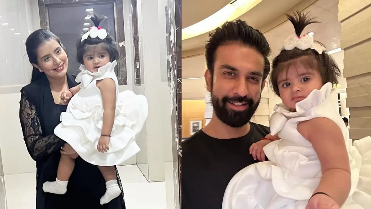 Charu Asopa and Rajeev Sen at their daughters birthday