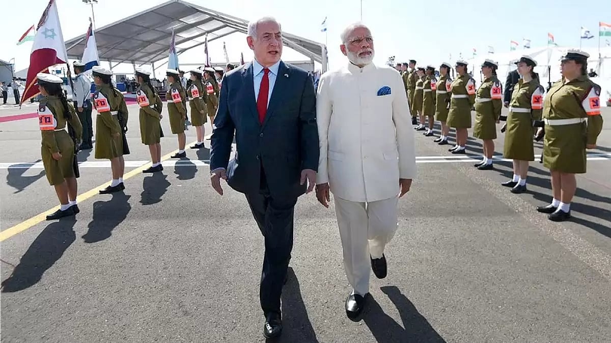 Prime Minister Narendra Modi and Israel's PM-elect Benjamin Netanyahu 