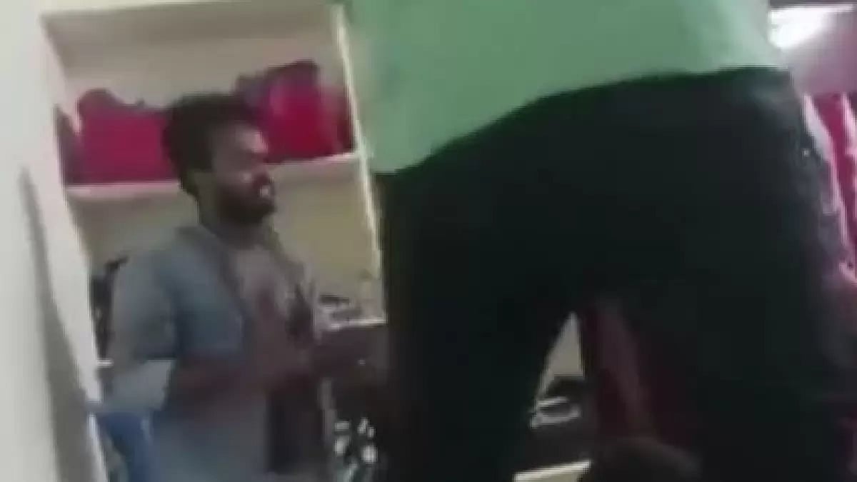 Still from the viral video where Ankit was seen getting beaten by his mates 
