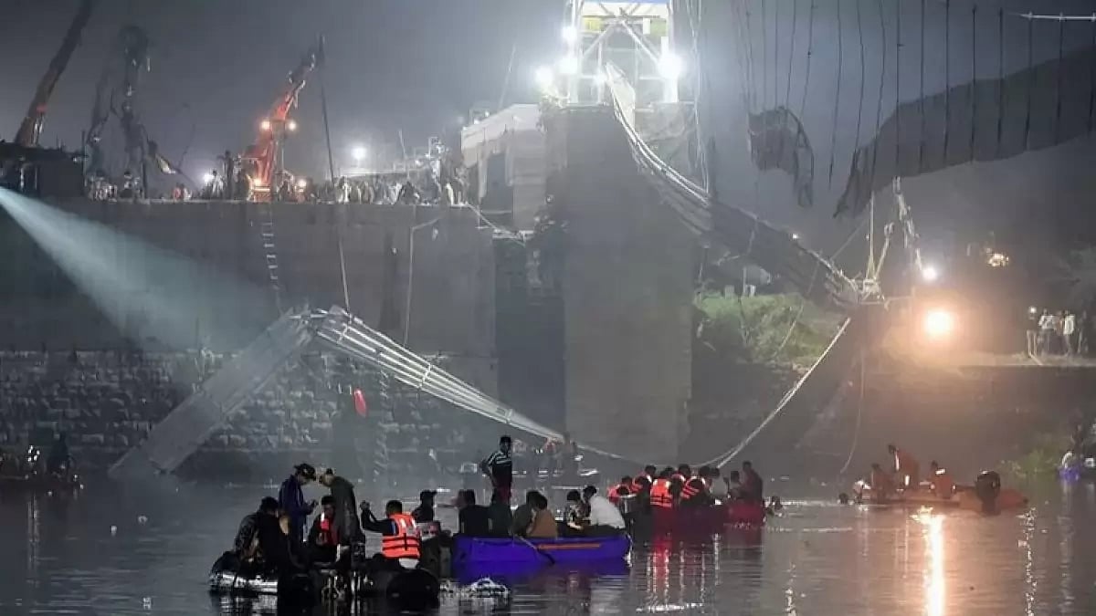 Morbi bridge in Gujarat collapsed.