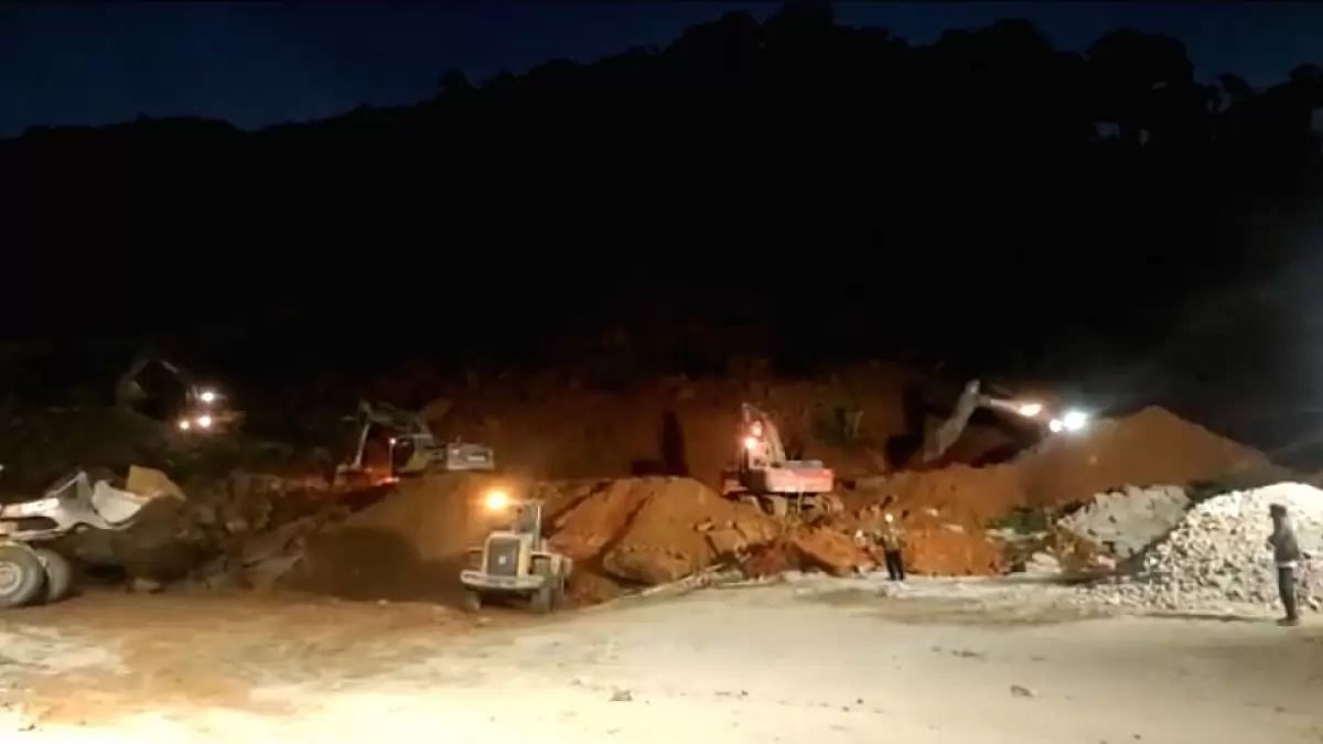 Mizoram Quarry Collapse: Rescue Works at Night 