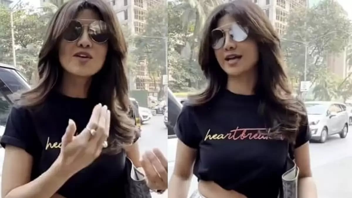 Shilpa Shetty interacts with the paparazzi