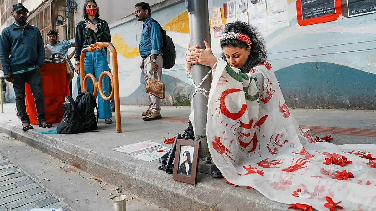 Irani woman protest in Bengaluru