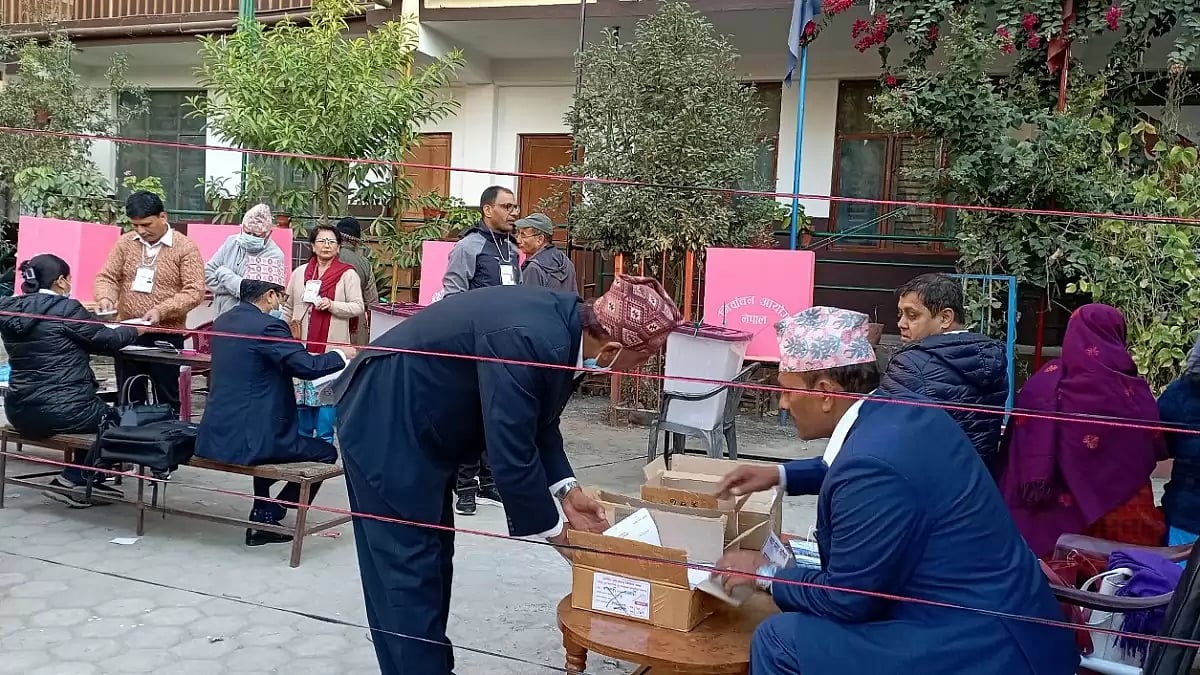 People at a polling station in Kathmandu, Nepal, during Nepal elections 2022