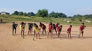Catch ‘em young: Tribal kids play hockey at the Gondwana Sports hostel in Simdega