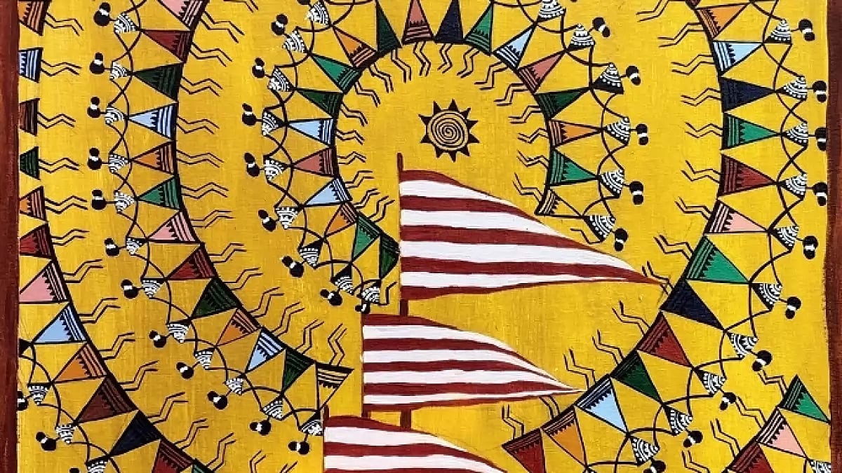 Sarna flag is not just a flag but the whole life of Adivasi society(Artwork by Dr Anju Kumar Sahu)
