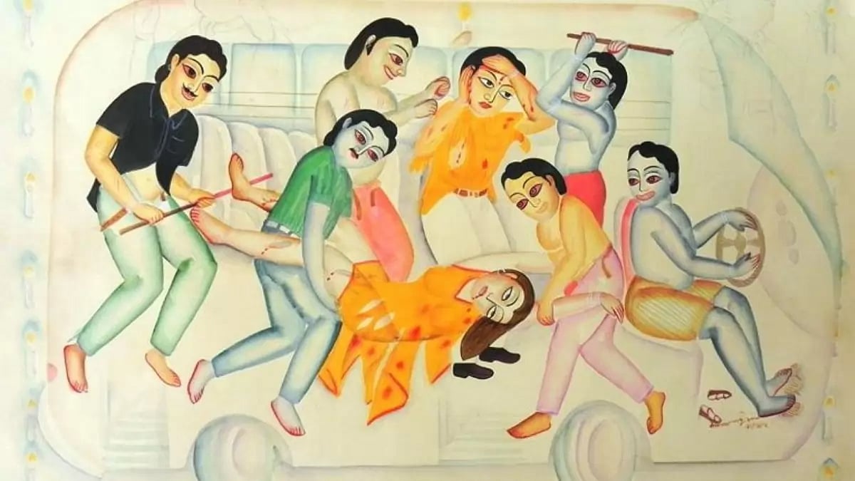 Kalam Patua's Kalighat painting on Nirbhaya rape case - null