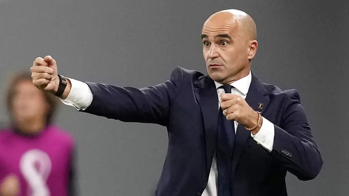An animated Roberto Martinez pictured during Belgium's match against Croatia on Thursday.