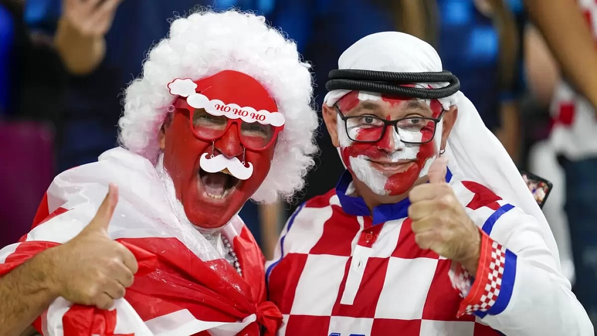 Croatia and Canada fans pictured ahead of a group stage match between both countries.