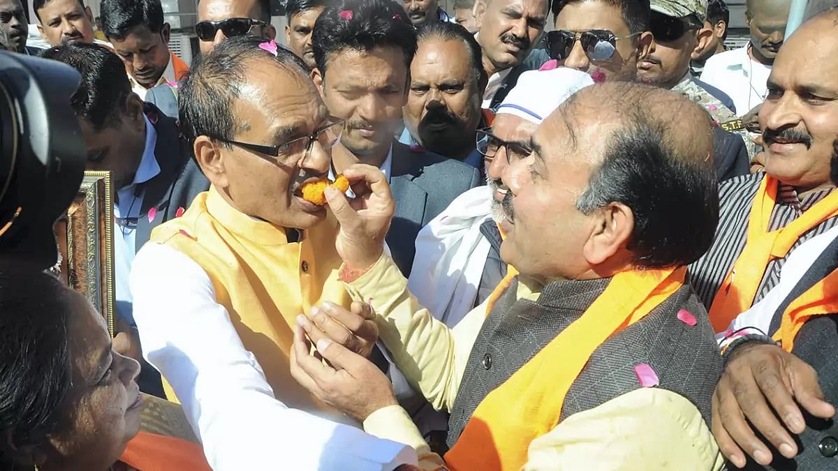 Gujarat Assembly Polls: BJP celebration in Bhopal