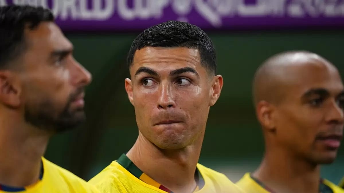 Ronaldo (centre) was benched during Portugal's match against Switzerland on Tuesday.