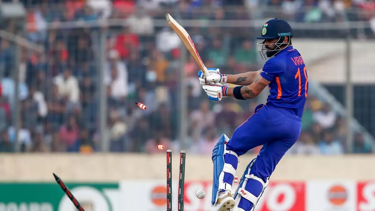 Virat Kohli is bowled by Bangladesh's Ebadot Hossain during the 2nd ODI on Wednesday.