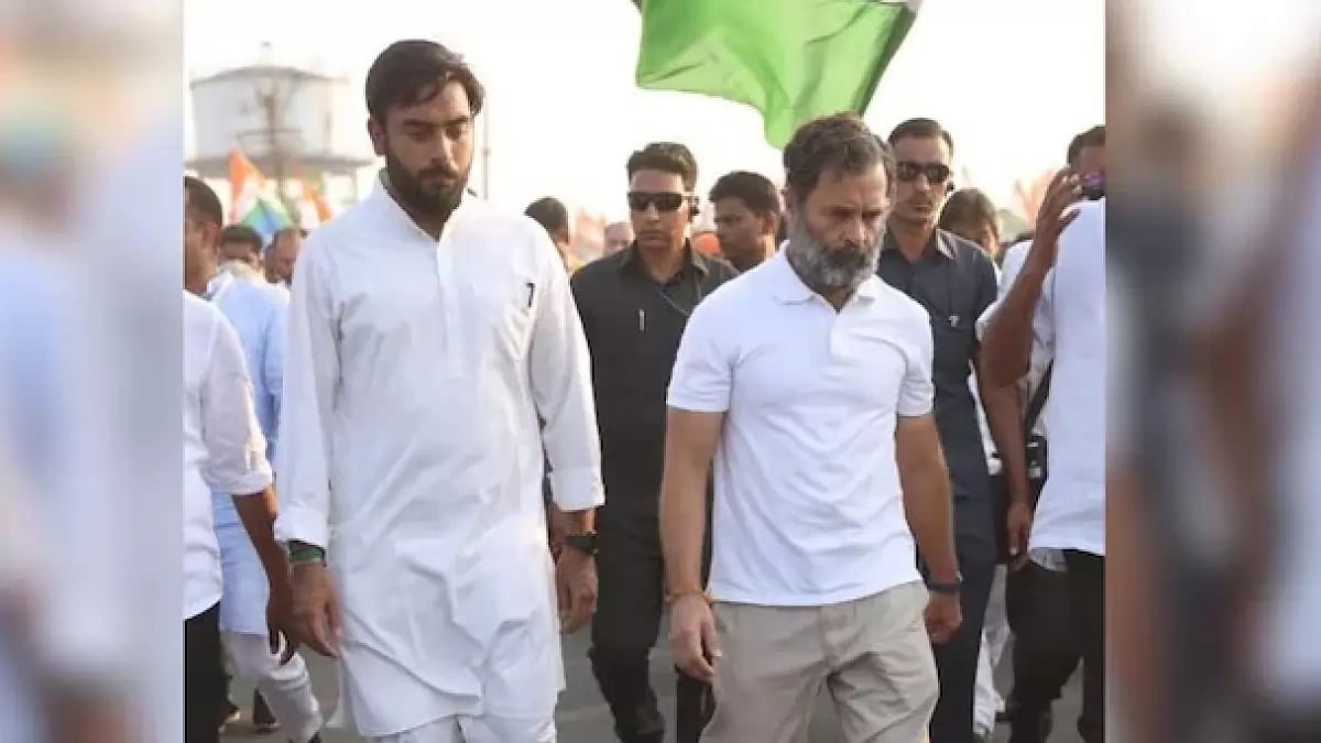Delhi Congress Vice-President Ali Mehdi with Rahul Gandhi during Bharat Jodo Yatra