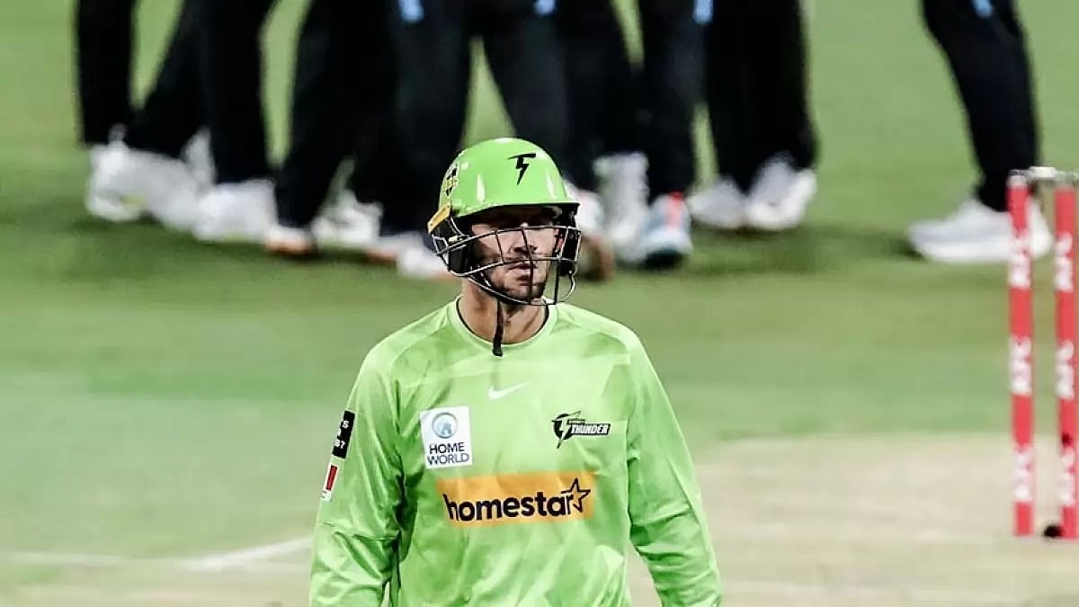 Alex Hales walks back to the pavilion after being dismissed for a duck.