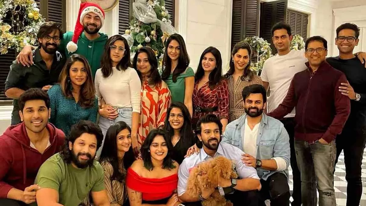 Ram Charan and wife Upasana along with Allu Arjun and wife Sneha Reddy