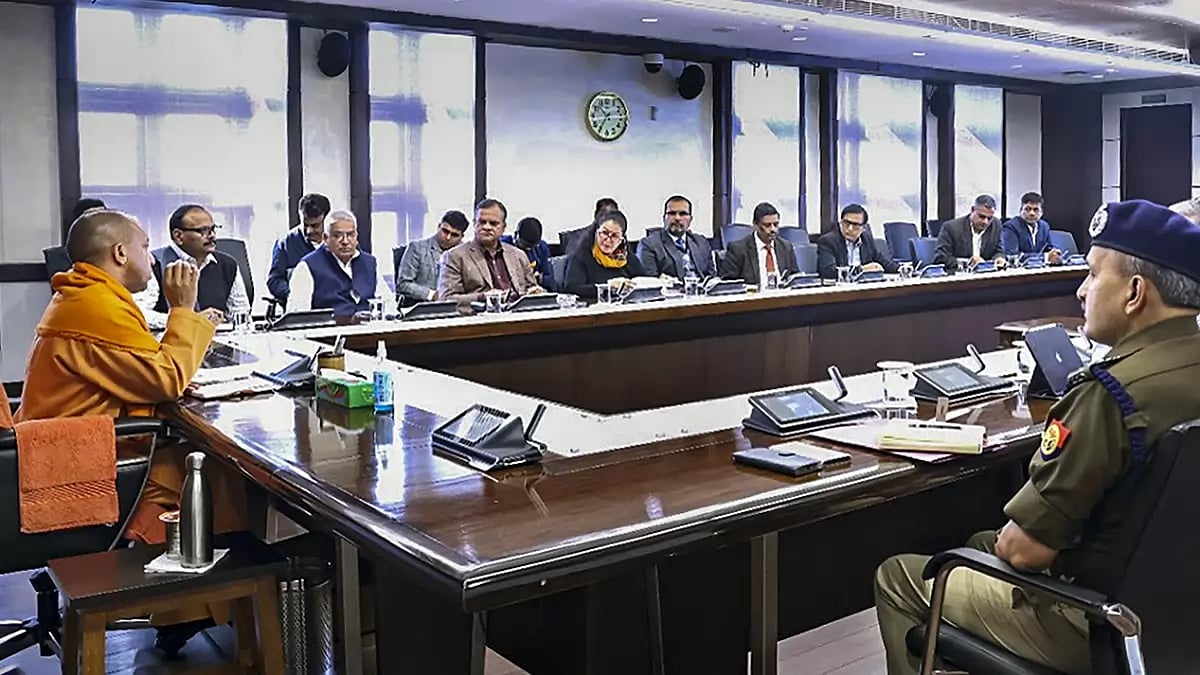 Yogi Adityanath at meeting on COVID situation
