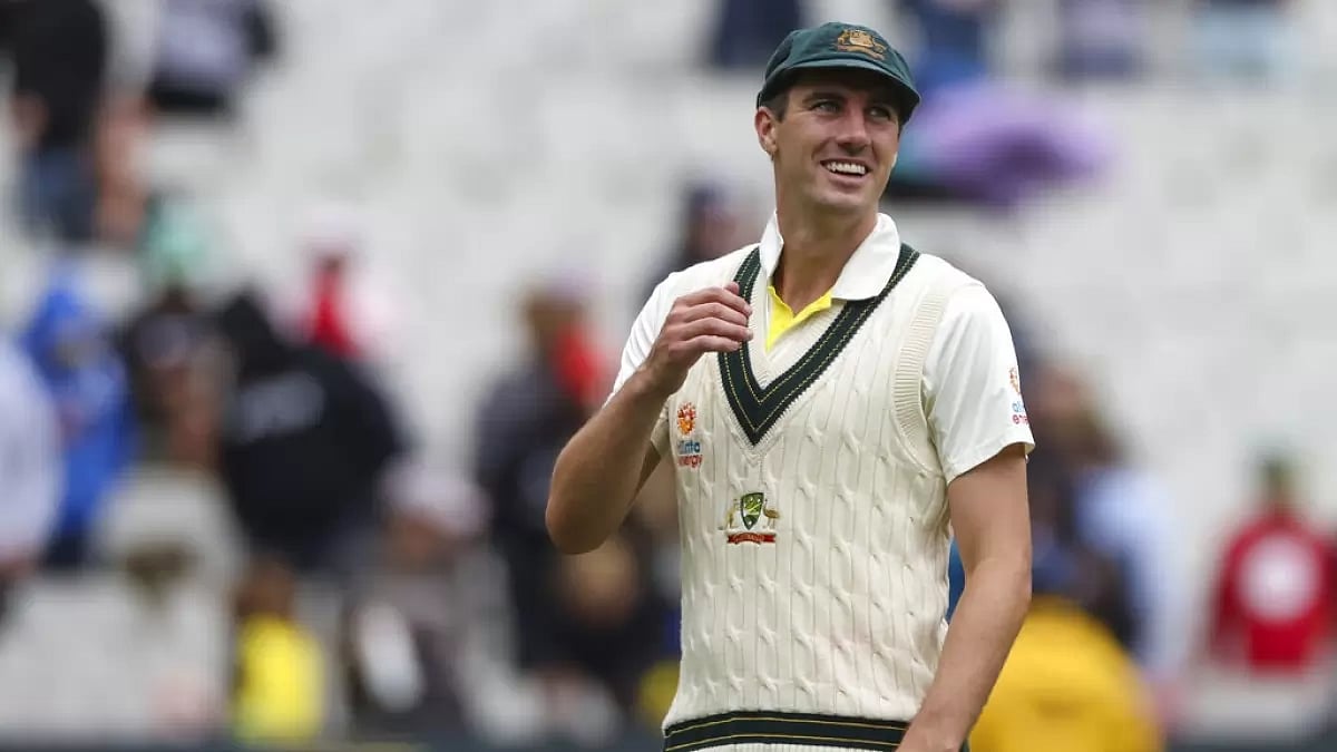 Cummins reacts after winning the 2nd Test against South Africa on Thursday.
