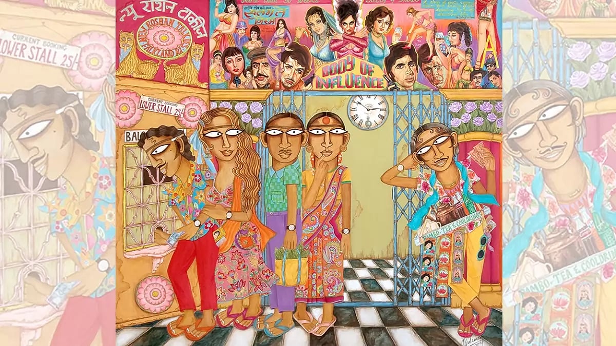 Palace Talkies, acrylic on canvas, Artwork by Nilofer Suleman