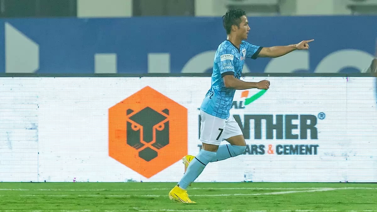 PTI : MCFC's Chhangte celebrates after scoring a goal against OFC on Monday.