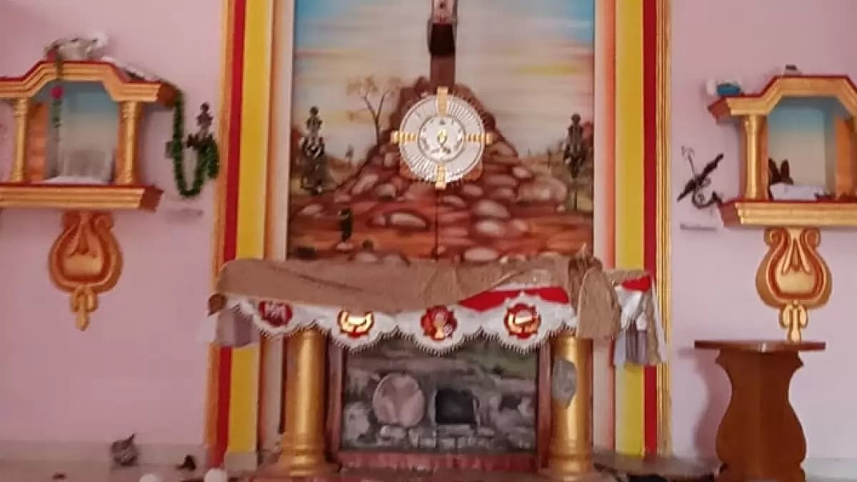 The mobs armed with sticks and stones forcibly entered the church and  vandalised it.