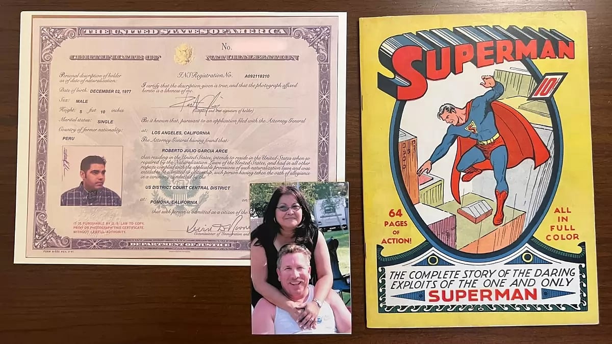 A photo of Superman comic among articles to be included in oath-taking of US Congressman Robert Garc