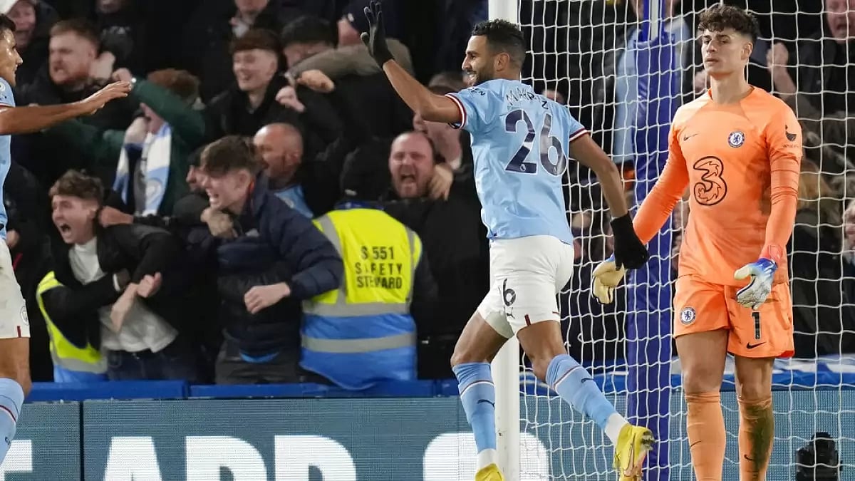 Riyad Mahrez struck in the 63rd minute to give the reigning champions the lead.