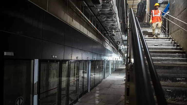 Underground construction of MIDC metro station of Aqua Line-3 of Mumbai Metro, also known as Colaba-Bandra-Seepz Line - null