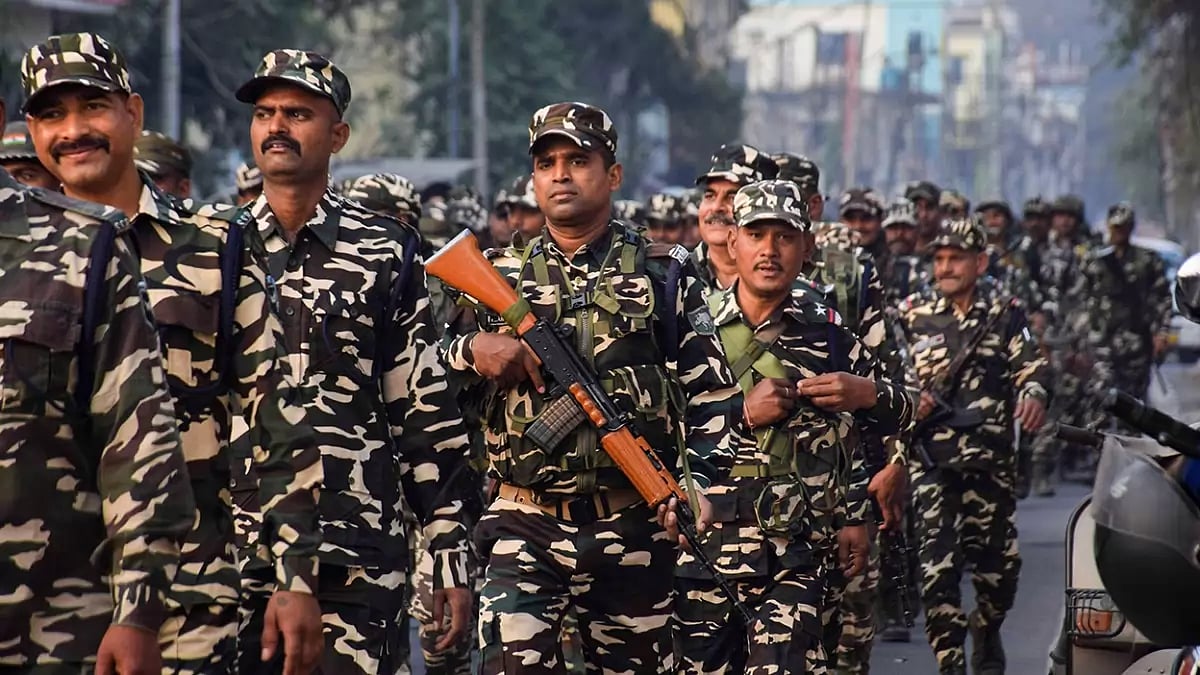 CRPF personnel flag march