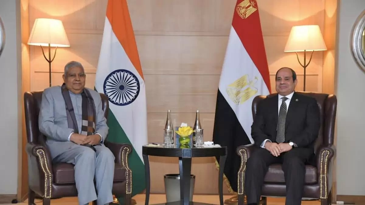 Vice Prez Dhankhar calls on Egyptian president
