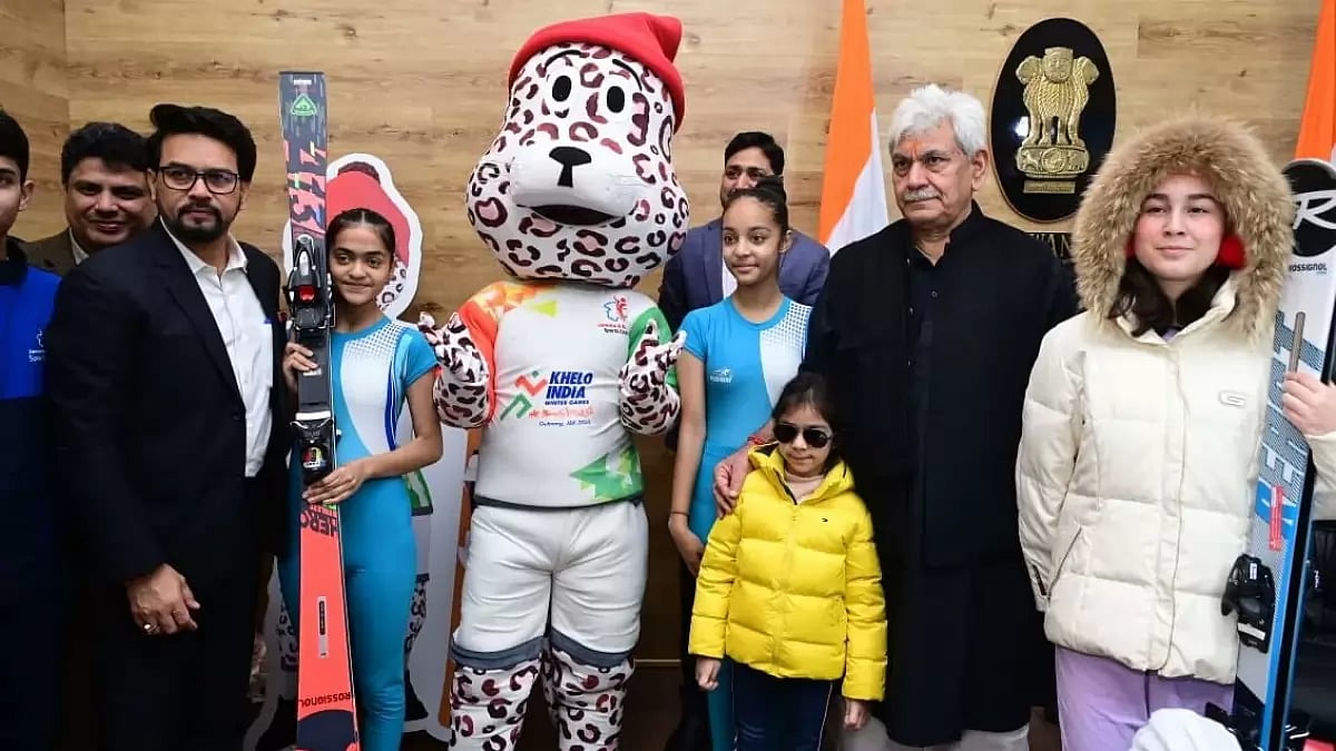 Anurag Thakur, left, pictured with Lt Governor Manoj Sinha, right, on Saturday.