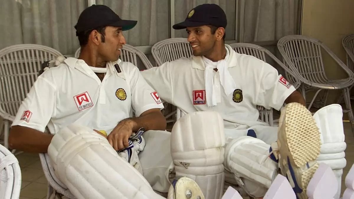 VVS Laxman, left, and Rahul Dravid pictured during their epic 376-run stand in 2001 against AUS.