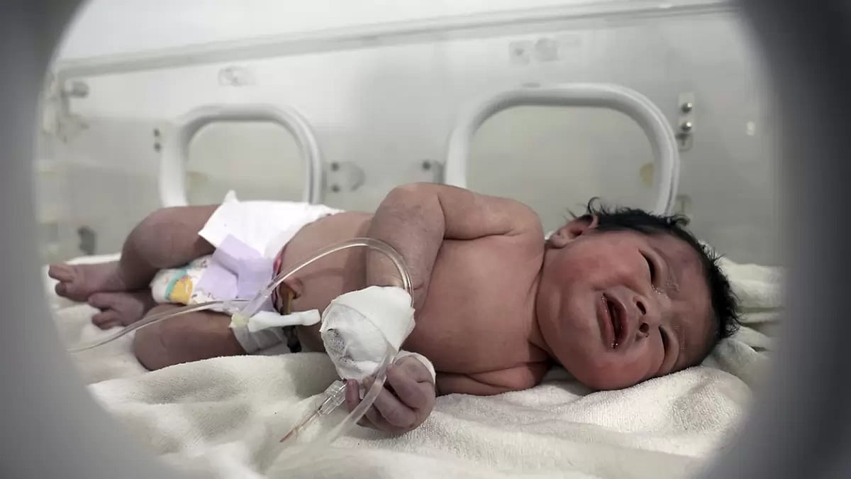A newborn baby was recused from underneath the rubble.